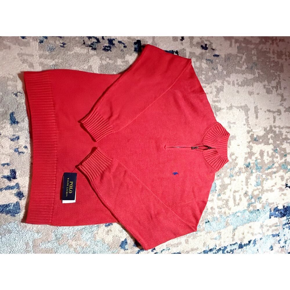 Red Polo Ralph Lauren Full Zip Sweatshirt - Men's Large, New!